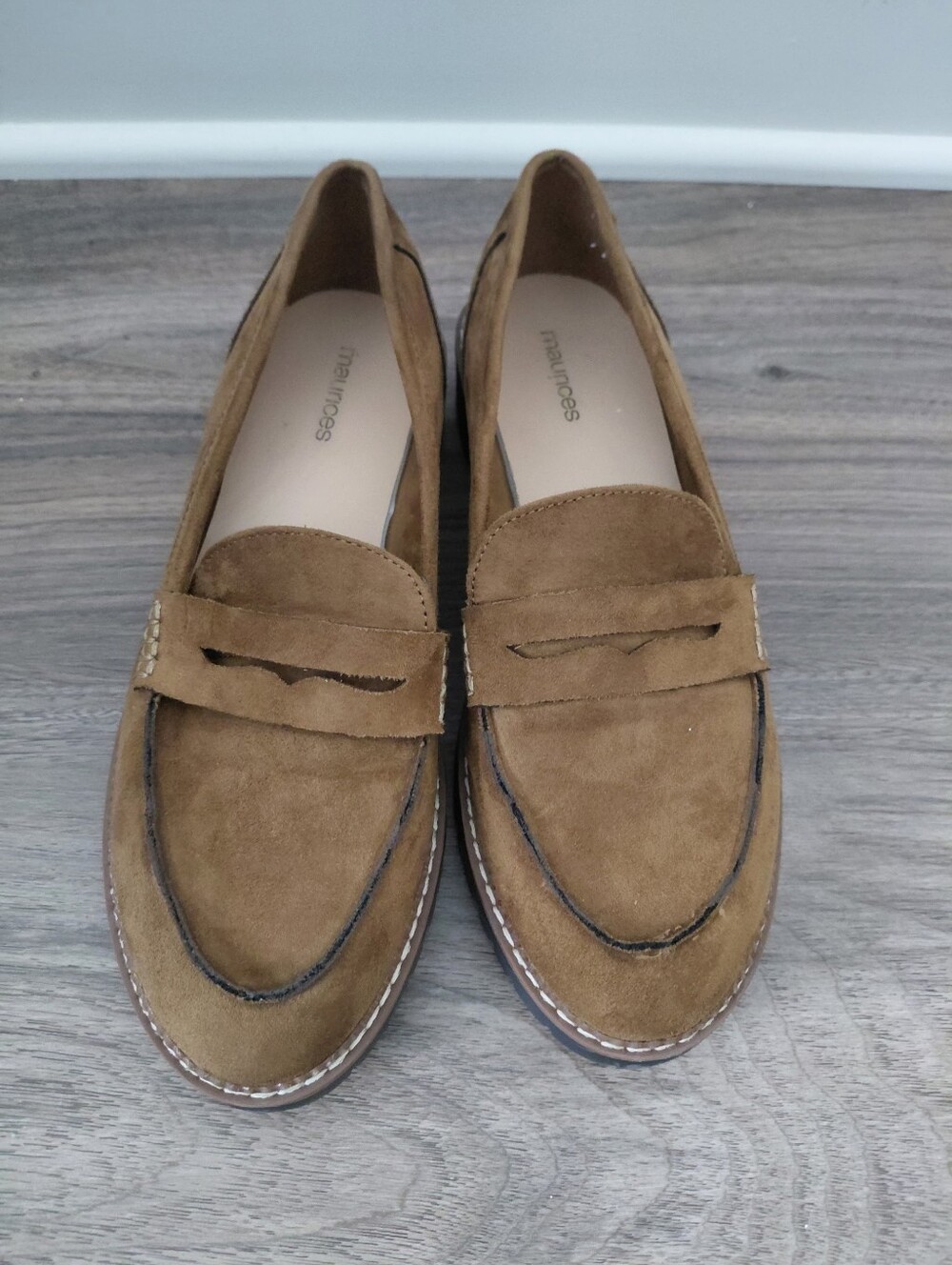 Brown Suede Penny Loafers